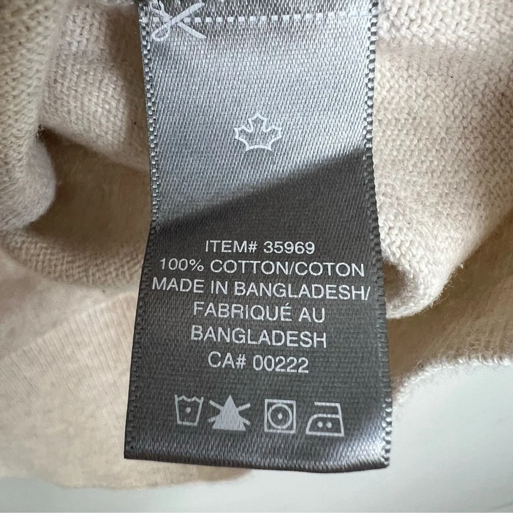 Sears Canada 100% cotton cream fine knit v neck sweater L
